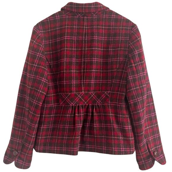 vintage LL Bean Wool Plaid Peplum Blazer 14 Tweed Academia Preppy Heritage - Picture 4 of 11